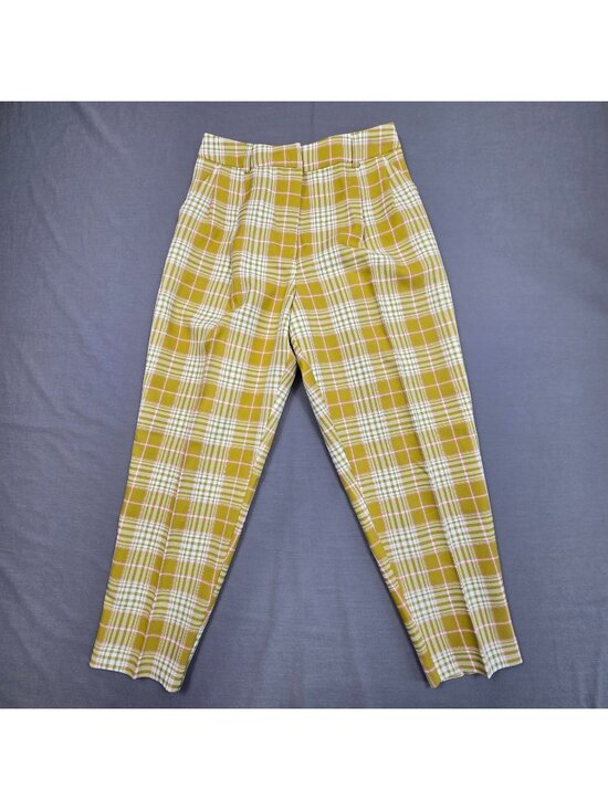 ASOS Pants - Asos Womens Plaid Pleated Tapered Pants US 4 Petite Green White Pink Check Punk